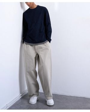 TOPMAN Super Baggy Twill Pants With Pleats - Blue