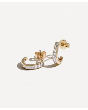 Lucy Delius 14Ct Baby Carre Cut Half Hoop Earrings - White