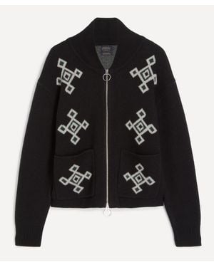 Pendleton Jacquard Zip-Up Cardigan - Black