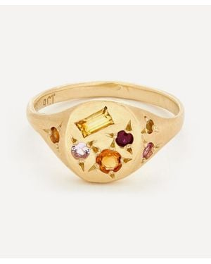 Seb Brown 9Ct Neapolitan Multi-Stone Signet Ring - Metallic