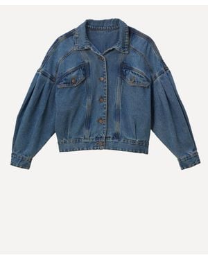 FARM Rio Women's Denim Bomber Mini Jacket - Blue