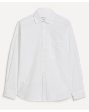 With Nothing Underneath The Weekend Seersucker Shirt - White