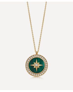 Astley Clarke 18Ct Plated Vermeil Large Polaris Malachite Locket Necklace - White