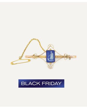 Kojis 9Ct Antique Wedgwood Brooch - Blue