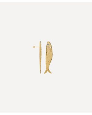 Anna + Nina 14Ct-Plated Single Sardine Stud Earring - White