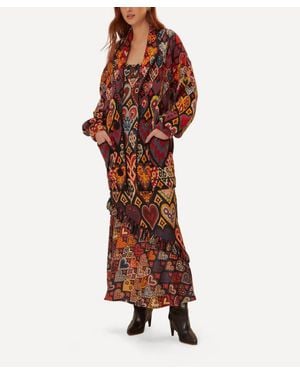 FARM Rio Hearts Ikat Knit Blazer - Brown