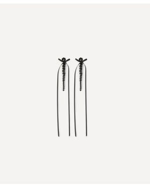 Simone Rocha Slim Bow Ribbon Pearl Drop Earrings - Blue