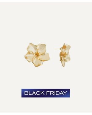 Shashi Plated Iys Flower Stud Earrings - White