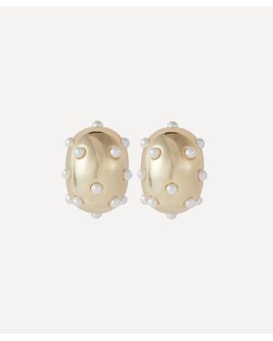 Kenneth Jay Lane 14Ct-Plated Pearl Huggie Hoop Earrings - White