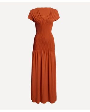TOTEME Knife-Pleated Jersey Dress - Orange