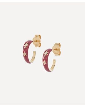Liberty 9Ct Ianthe Star Glazed Diamond Hoop Earrings - White