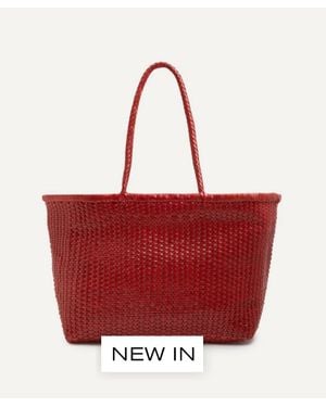 Dragon Diffusion B Weave Big Woven Leather Tote Bag - Red