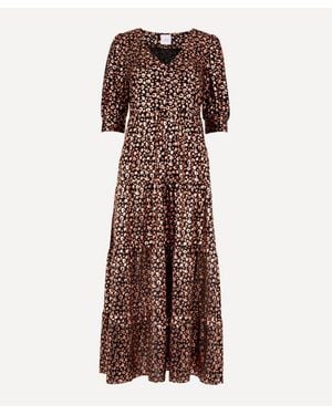 Scamp & Dude Leopard And Lightning Bolt Print Silk Maxi-Dress - Brown