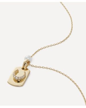 Mizuki 14Ct Horseshoe Dog Tag Pendant Necklace - Natural