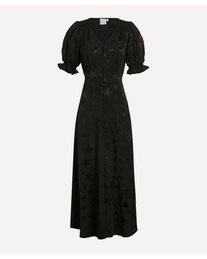 Scamp & Dude Jacquard Star Button Through Midi Dress - Black