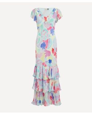 RIXO London Amelle Silk Maxi Dress - White