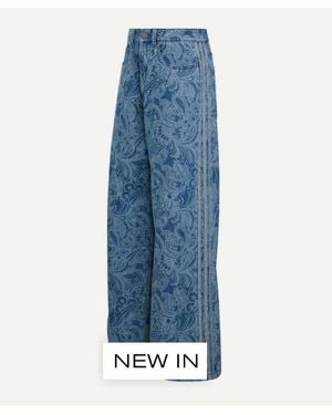 adidas X Liberty London Firebird Mid-Rise Straight Denim Pants - Blue