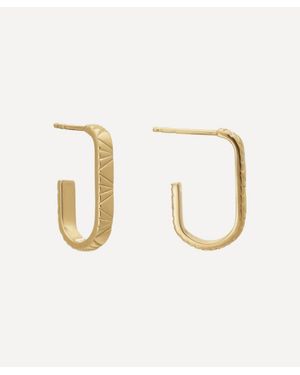 Rachel Jackson 22Ct-Plated Medium Deco Oval Hoop Earrings - Metallic