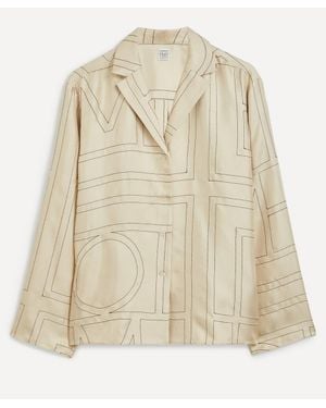 TOTEME Monogram Silk Pyjama Shirt - Natural