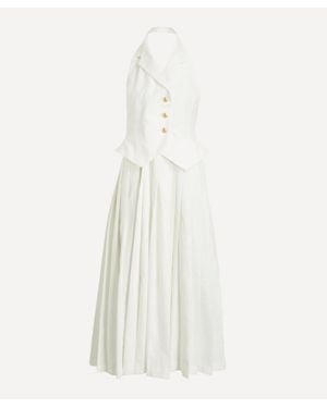 Tolu Coker Pleated Waistcoat Long Dress - White