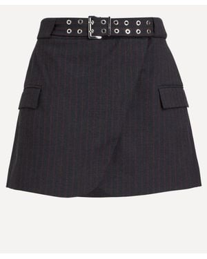 スカート GANNI pinstriped mini skirt Phantom Black Pinstripe Mini Skirt | GANNI US