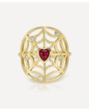Rachel Quinn 14Ct Diamond And Ruby Web Of Love Ring - Metallic