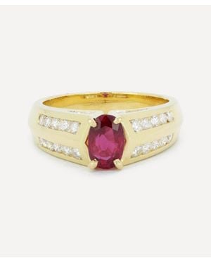 Kojis 18Ct Ruby And Diamond Shoulder Ring - Metallic