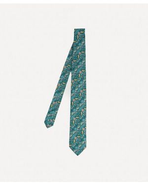 Liberty Strawberry Thief Printed Silk Tie - Blue