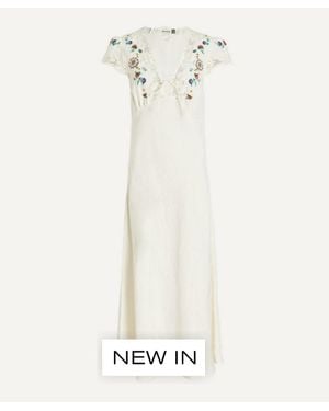 RIXO London Amari Linen-Blend Midi Dress - White