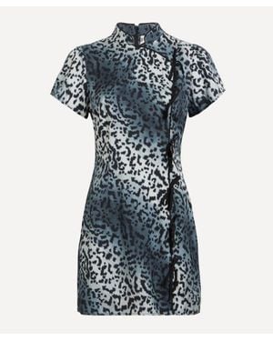 Kitri Harlow Snow Leopard Print Mini Dress - Black