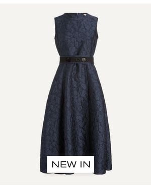 Max Mara Sax Sleeveless Jacquard Midi Dress - Blue