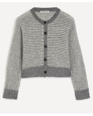 YMC Foxtail Stripe Merino Wool Cardigan - Gray