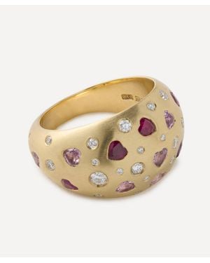 Balint Samad 9Ct Heartburst Sapphire Diamond Bombe Ring - Metallic