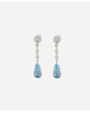 Kojis 18Ct Aquamarine And Diamond Drop Earrings - Blue