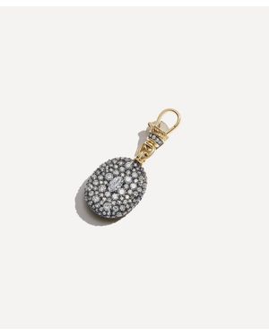 Lucy Delius 14Ct Antique Finish Diamond Oval Pocket Watch Pendant - White