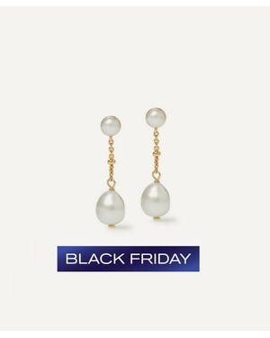 Astley Clarke 18Ct-Plated Vermeil Pearl Chain Stud Earrings - White
