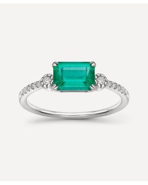 Dinny Hall 14Ct Betony Emerald And Diamond Ring - Blue