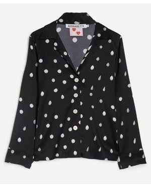 BERNADETTE Louis Silk-Satin Pyjama Blouse - Black