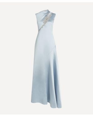 Erdem Embellished Satin Sleeveless Gown - Blue