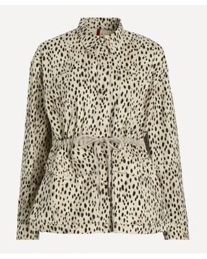 Moncler Saulon Leopard Print Canvas Jacket - White