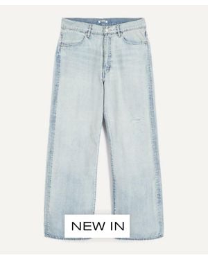 AURALEE Faded Selvedge Light Denim Wide Jeans - Blue