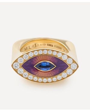 Marie Lichtenberg 18Ct Evil Eye Diamond Signet Ring - Metallic