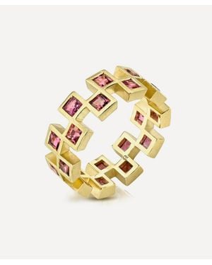 Rachel Quinn 14Ct Tourmaline Checkered Eternity Band Ring - Metallic