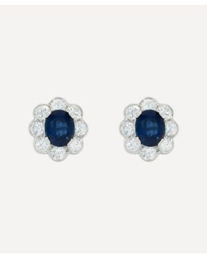 Kojis Large Sapphire And Diamond Cluster Stud Earrings - Blue