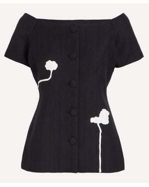 D'Estree 'Size Hishiro Stripe Wool Top - Black