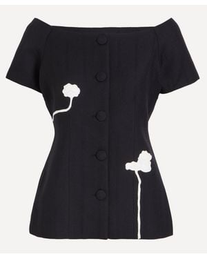 D'Estree Hishiro Stripe Wool Top - Black