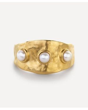 Monica Vinader 18Ct-Plated Vermeil Capri Triple Pearl Ring - Metallic