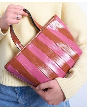 TOPSHOP Gemma Striped Faux-Leather Grab Bag - Red
