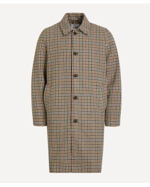 Wax London Stan Houndstooth Check Car Coat - Natural