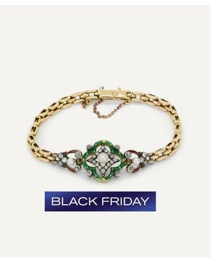 Kojis 18Ct Antique Enamel Pearl And Diamond Bracelet - Metallic